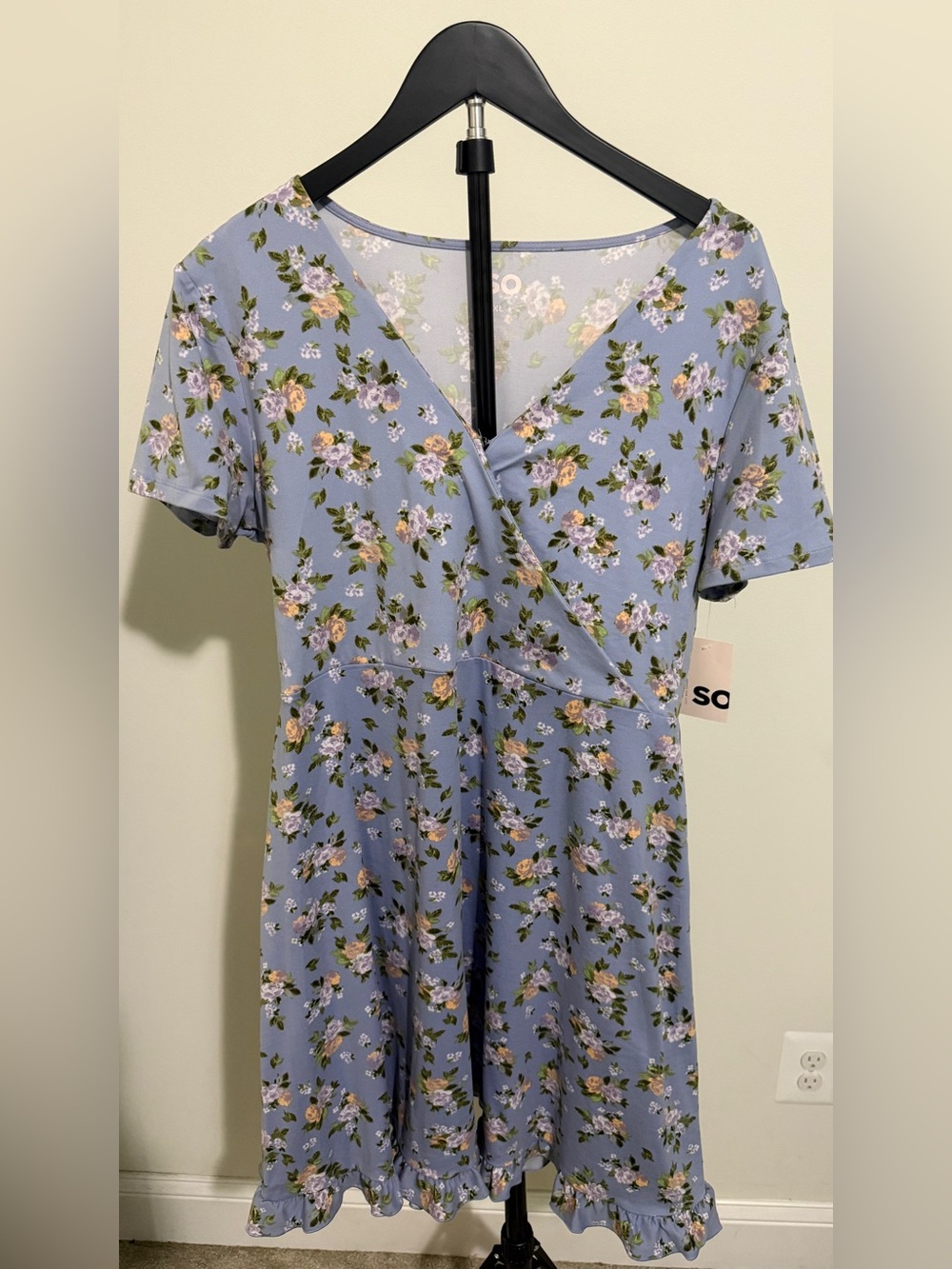 SO Floral Wrap-Style Light Blue Women's Tunic